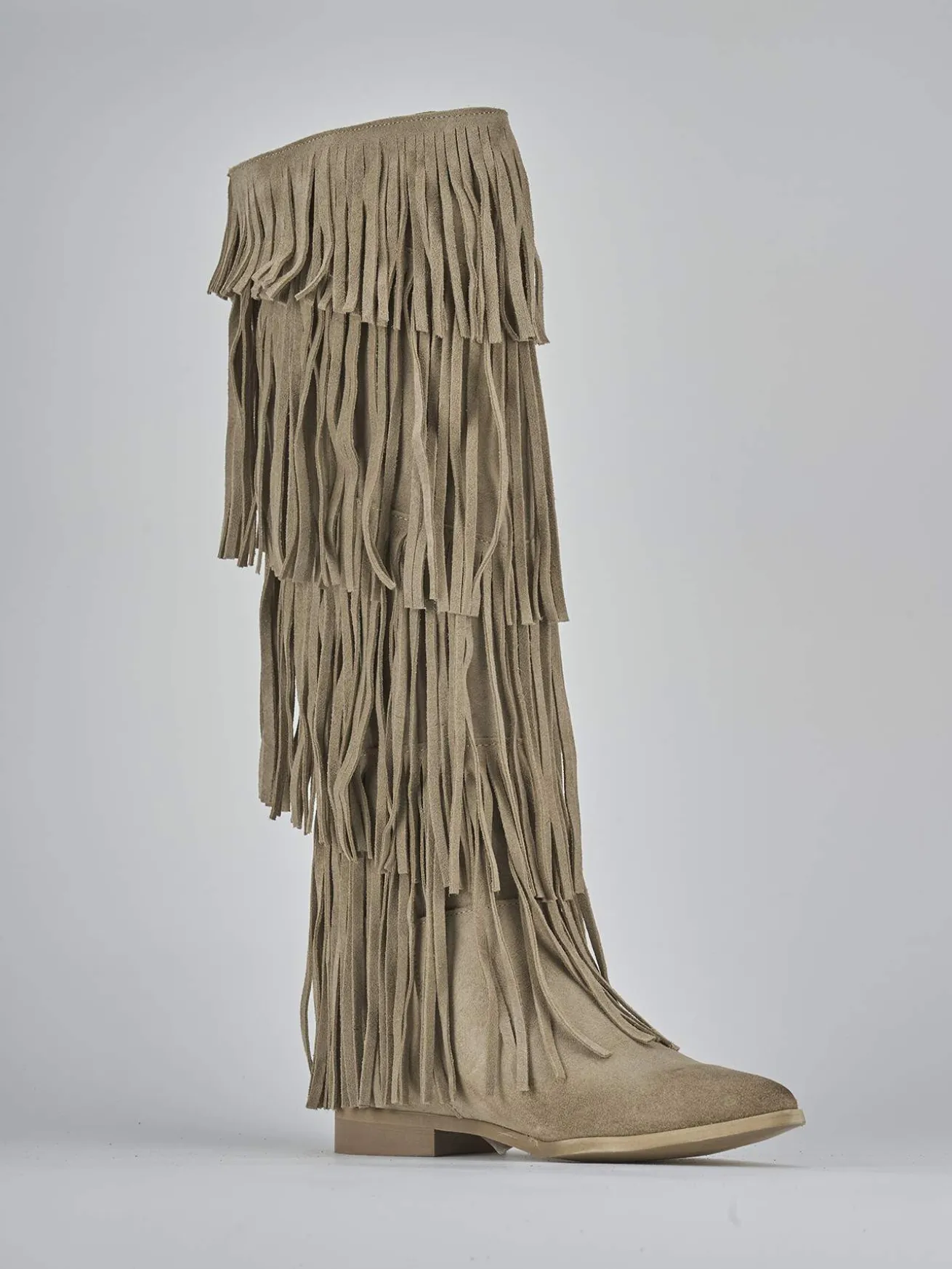 Stivali tacco 2cm camoscio beige