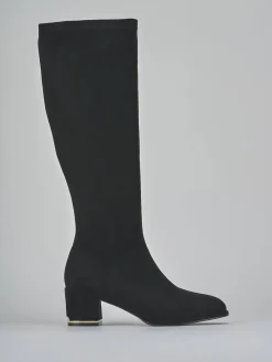 Stivali tacco 5cm camoscio sostenible nero