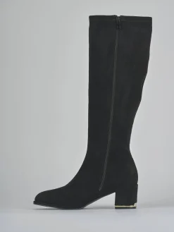 Stivali tacco 5cm camoscio sostenible nero