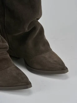 Stivali tacco 7cm camoscio testa