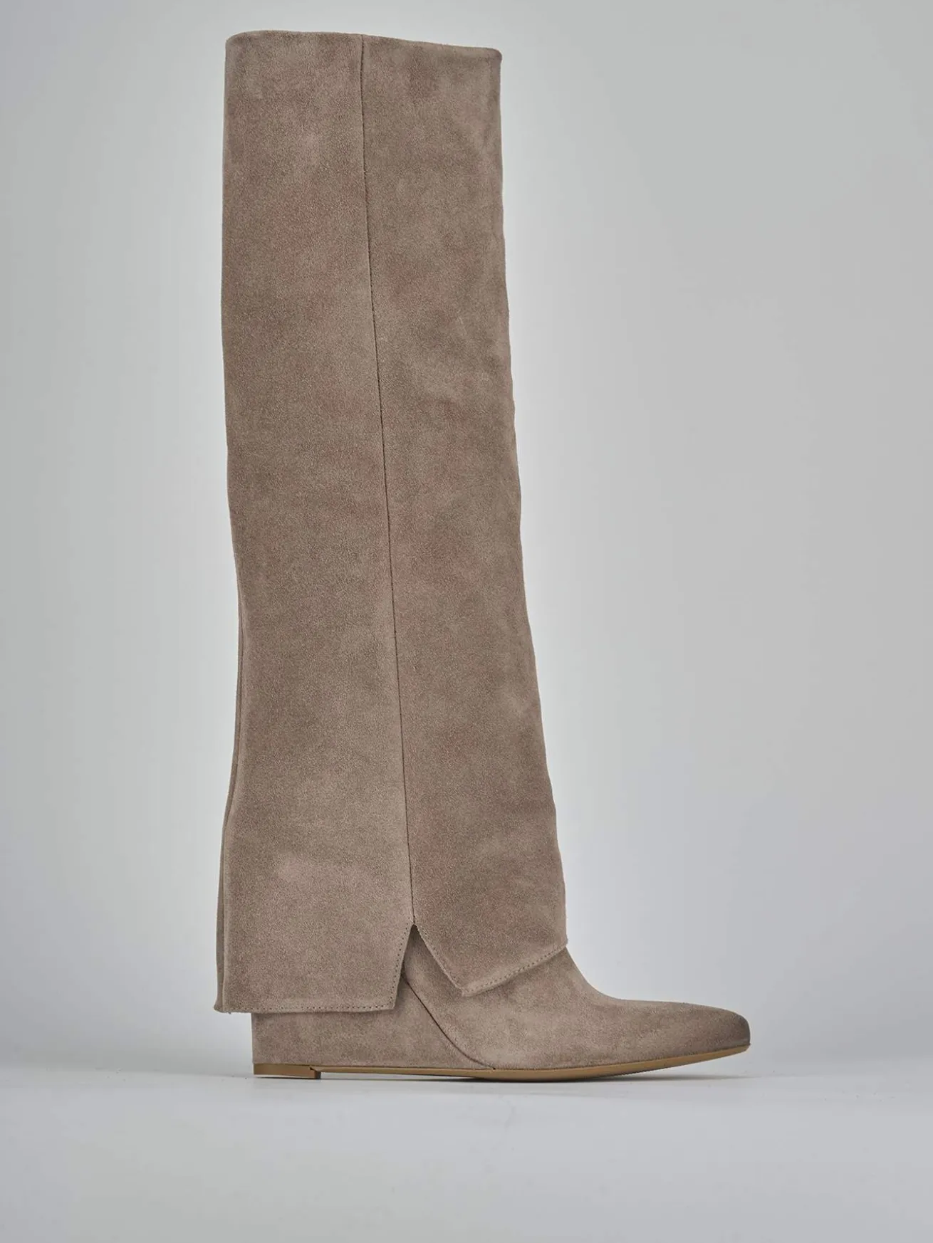 Stivali tacco 9cm camoscio marrone