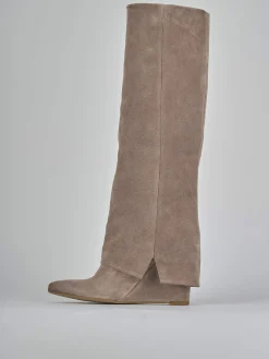 Stivali tacco 9cm camoscio marrone