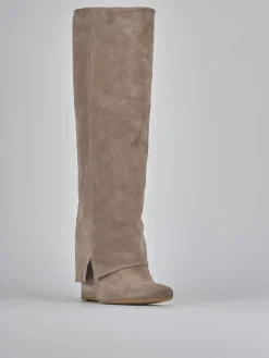 Stivali tacco 9cm camoscio marrone