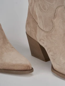 Stivali tacco 6cm camoscio beige
