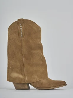 Stivali tacco 7cm camoscio marrone