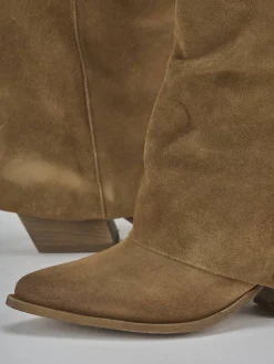 Stivali tacco 7cm camoscio marrone