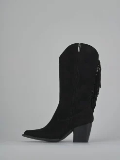 Stivali tacco 8cm camoscio nero