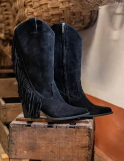 Stivali tacco 8cm camoscio nero