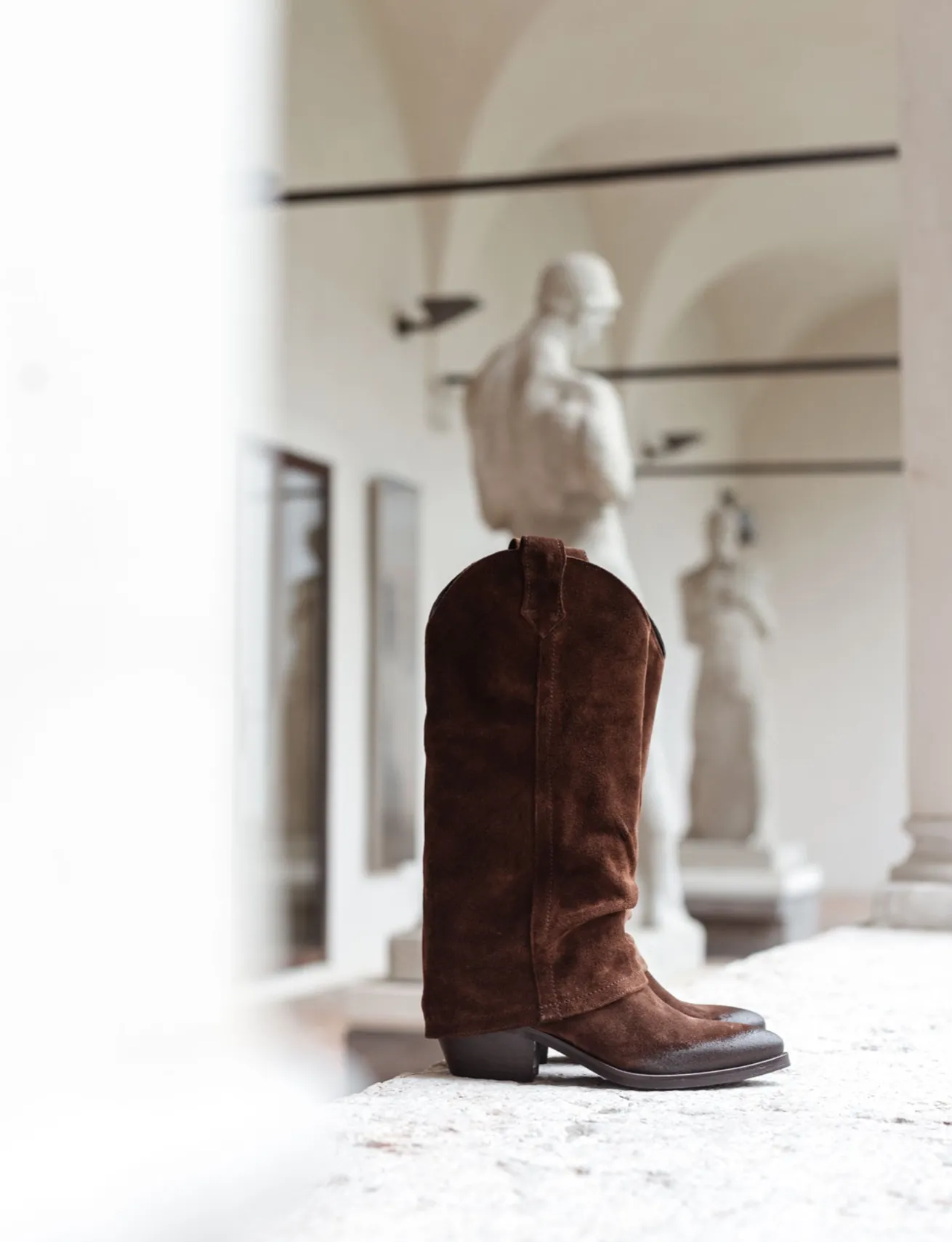 Stivali tacco 4cm camoscio testa