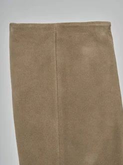 Stivali tacco 5cm camoscio beige