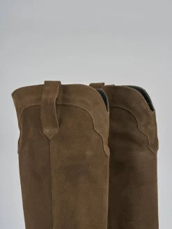 Stivali tacco 7cm camoscio beige