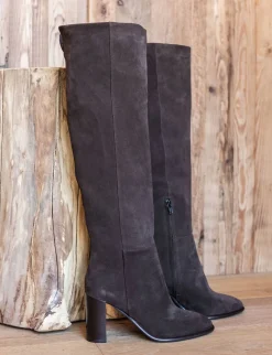 Stivali tacco 9cm camoscio testa