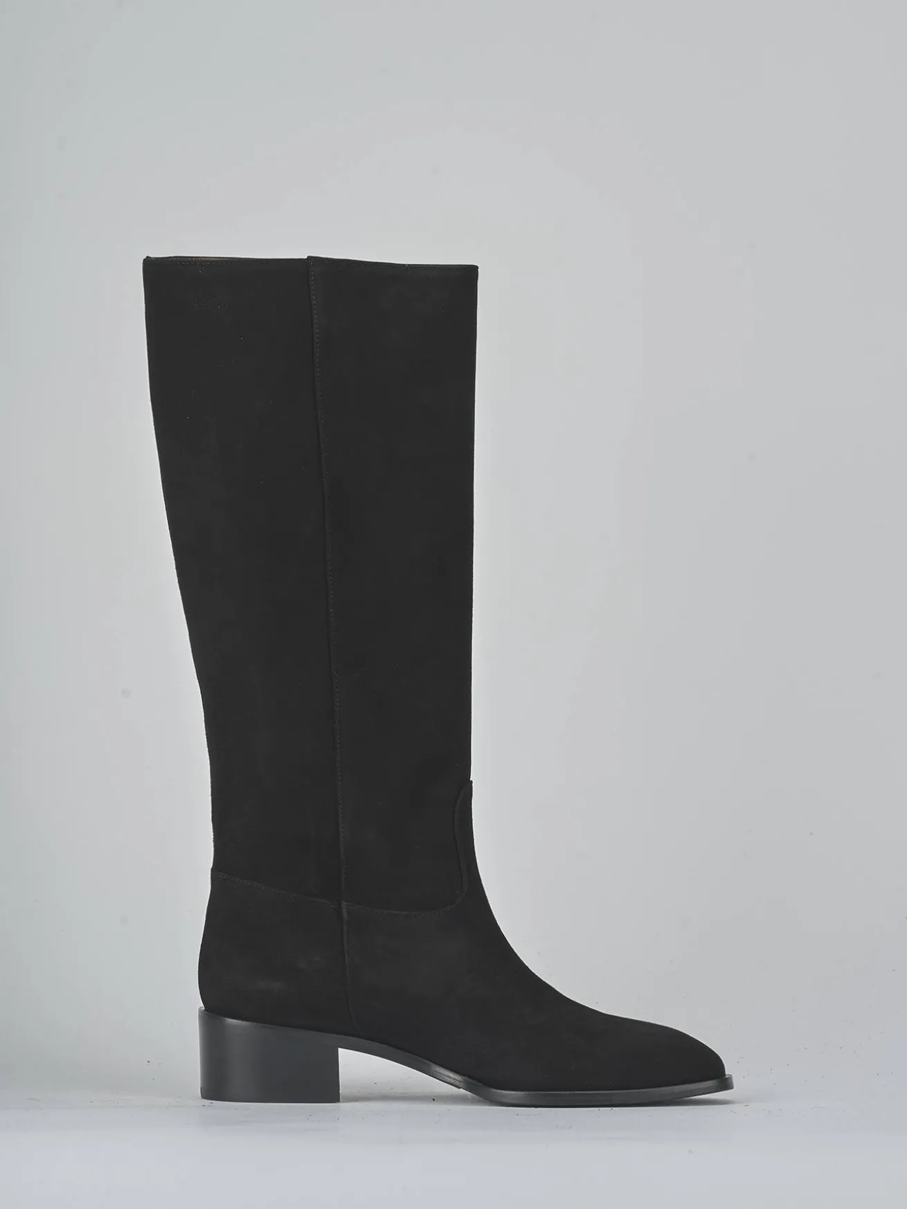 Stivali tacco 4cm camoscio nero