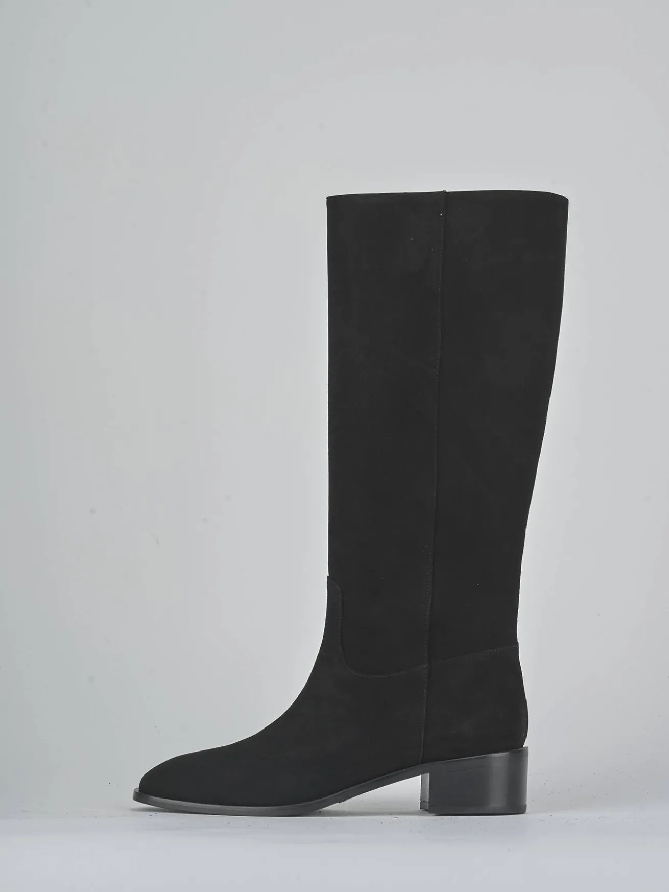 Stivali tacco 4cm camoscio nero