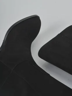 Stivali tacco 4cm camoscio nero