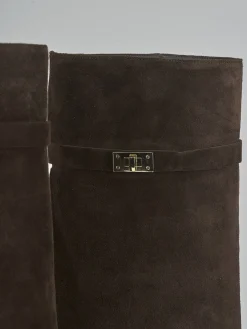 Stivali tacco 9cm camoscio testa