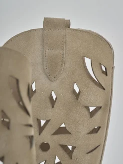 Stivali tacco 6cm camoscio beige