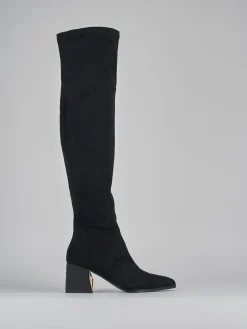 Stivali tacco 6cm camoscio nero