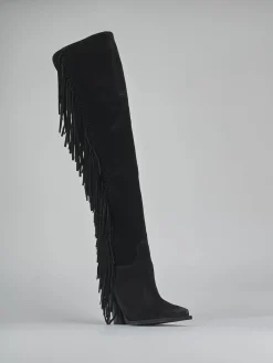 Stivali tacco 8cm camoscio nero