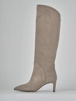 Stivali tacco 7cm camoscio beige