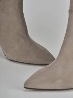 Stivali tacco 7cm camoscio beige