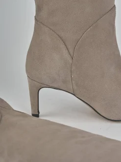 Stivali tacco 7cm camoscio beige