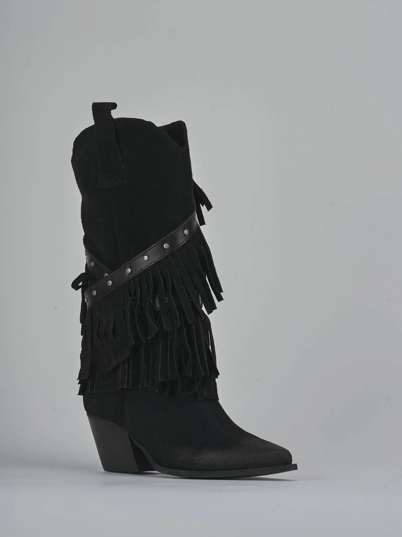 Stivali tacco 9cm camoscio nero