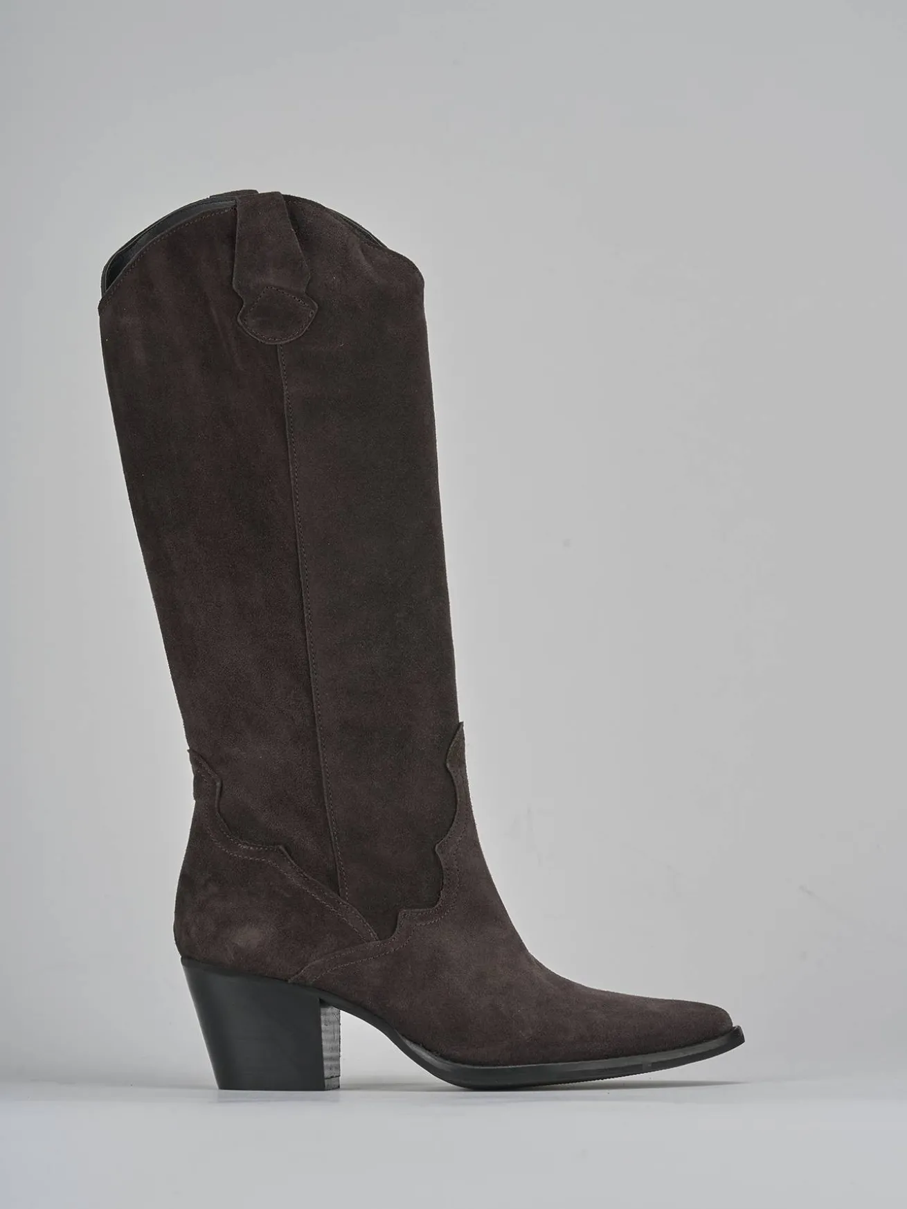 Stivali tacco 7cm camoscio testa