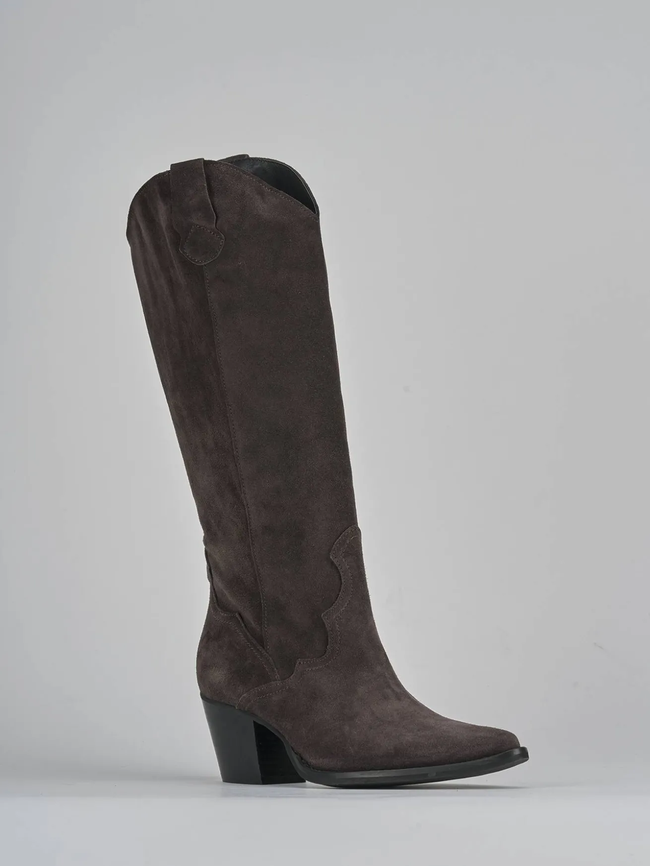 Stivali tacco 7cm camoscio testa