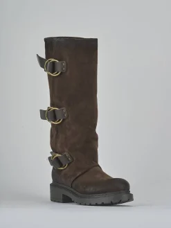 Stivali tacco 2cm camoscio testa