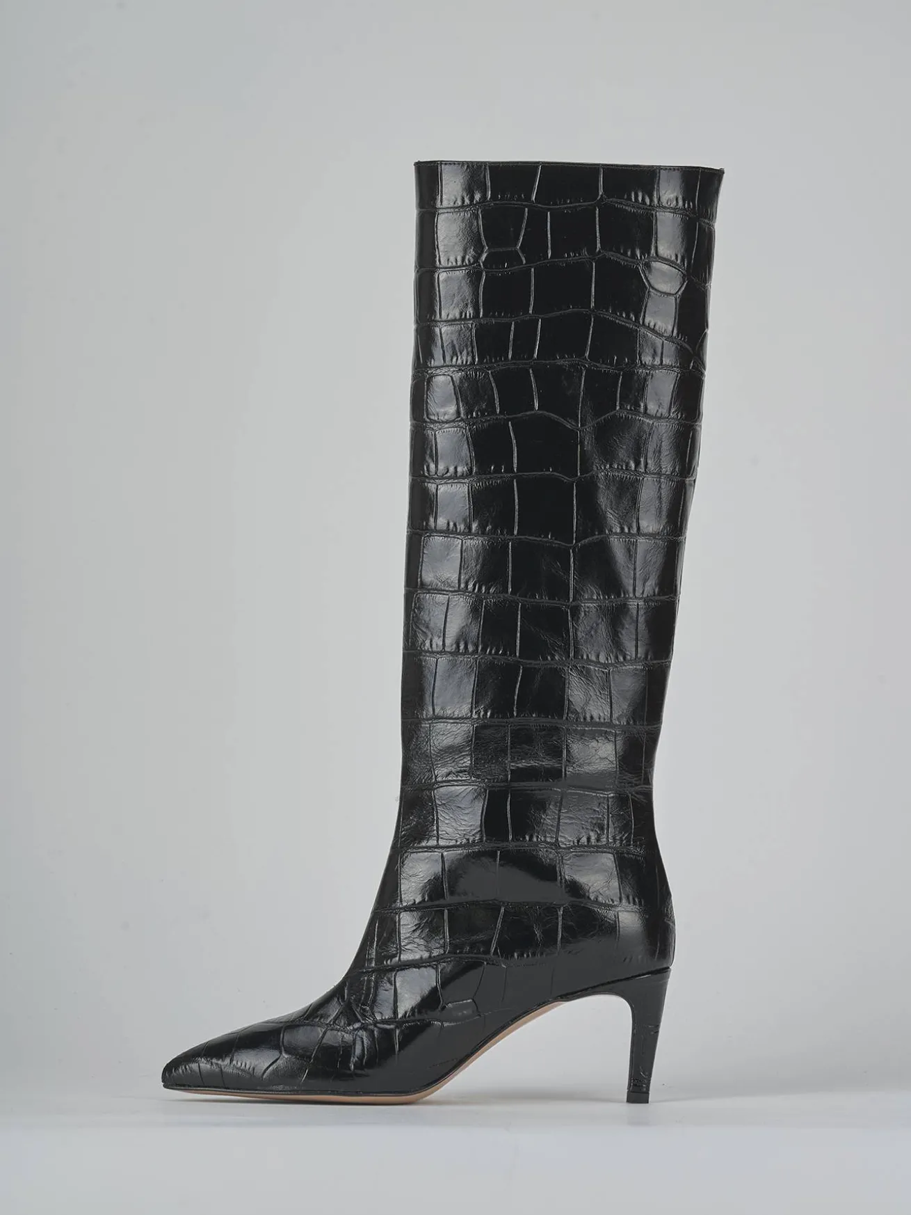 Stivali tacco 7cm cocco nero