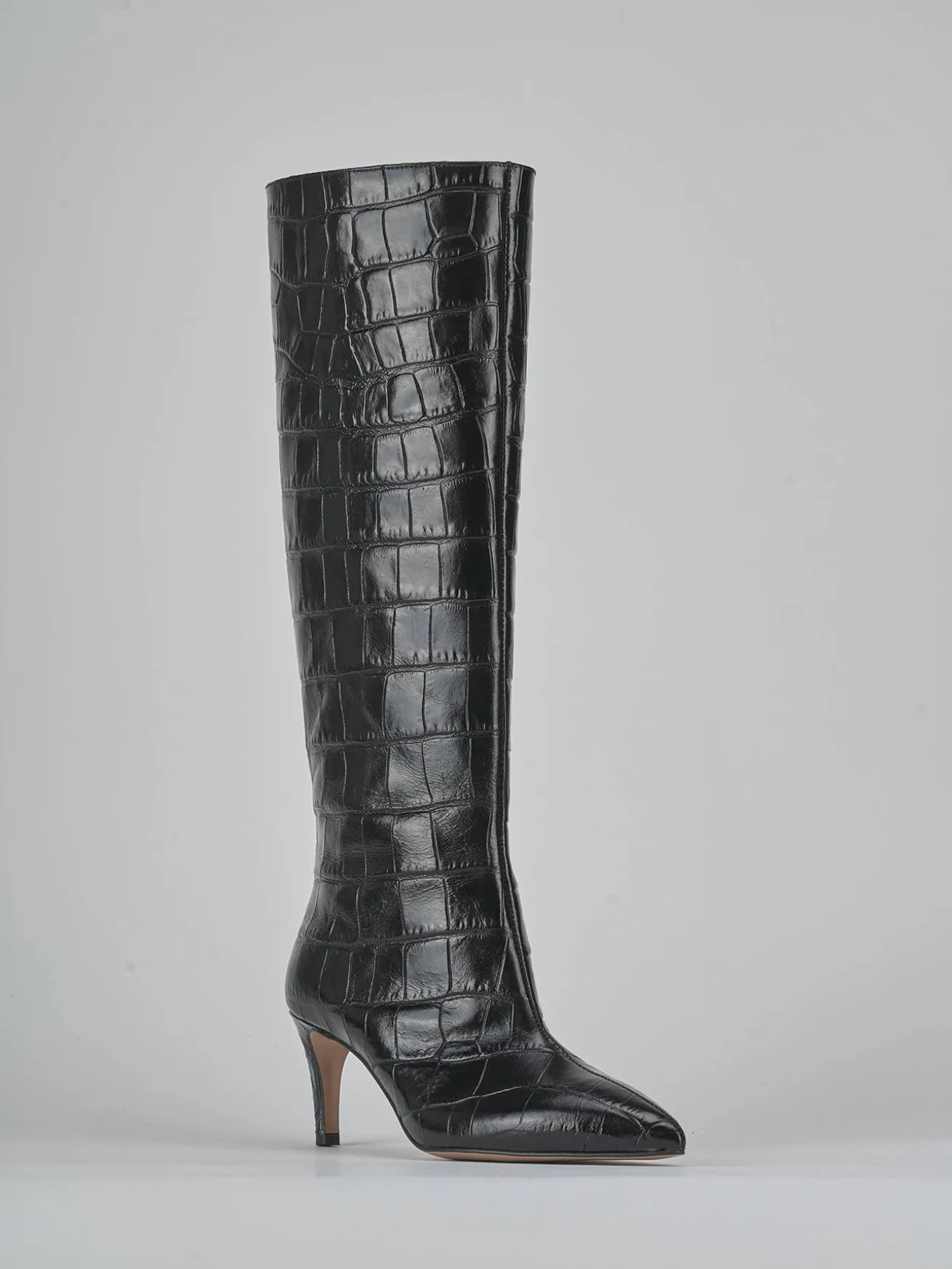 Stivali tacco 7cm cocco nero