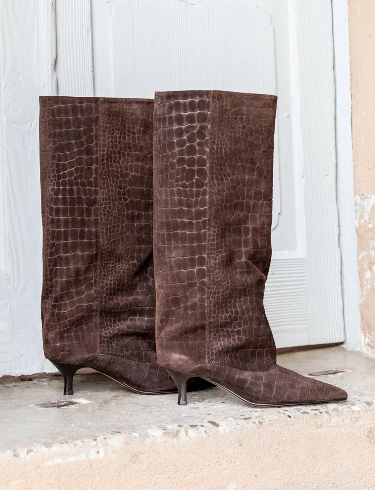 Stivali tacco 5cm cocco testa