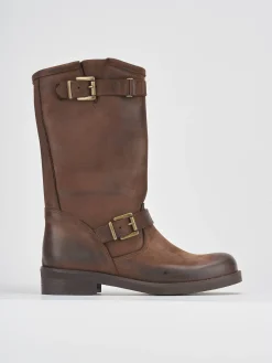 Stivali tacco 3cm nabuk marrone