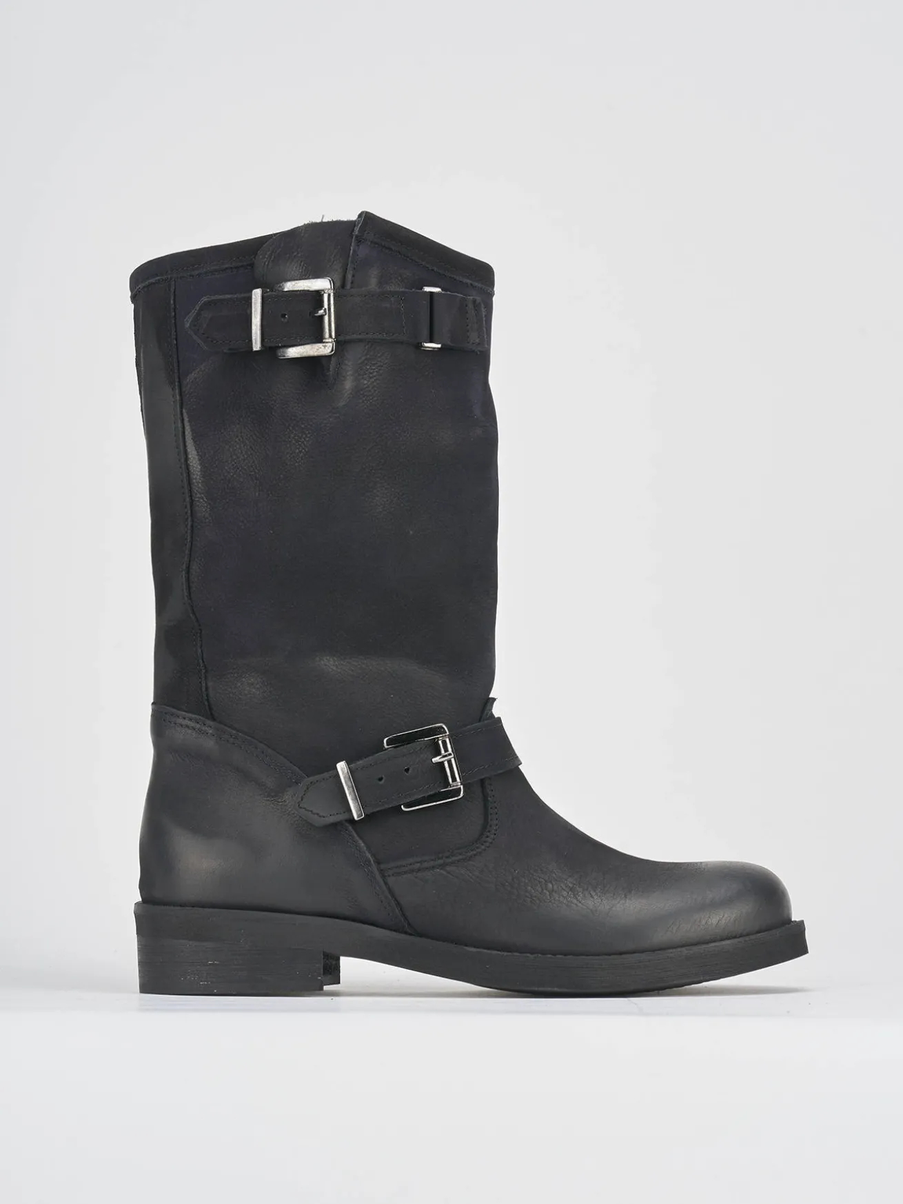 Stivali tacco 3cm nabuk nero