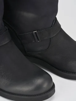 Stivali tacco 3cm nabuk nero