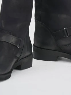 Stivali tacco 3cm nabuk nero