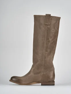 Stivali tacco 1cm pelle beige