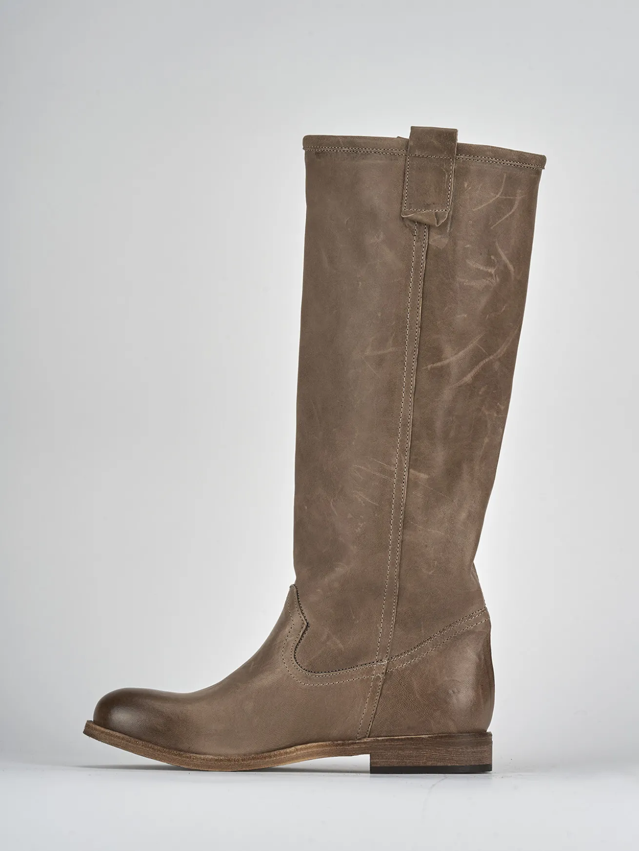 Stivali tacco 1cm pelle beige