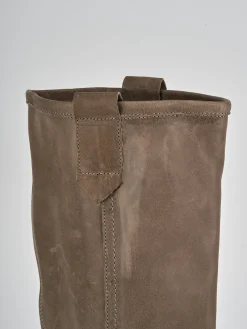 Stivali tacco 1cm pelle beige