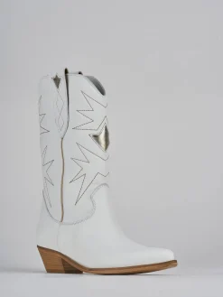 Stivali tacco 4cm pelle bianco