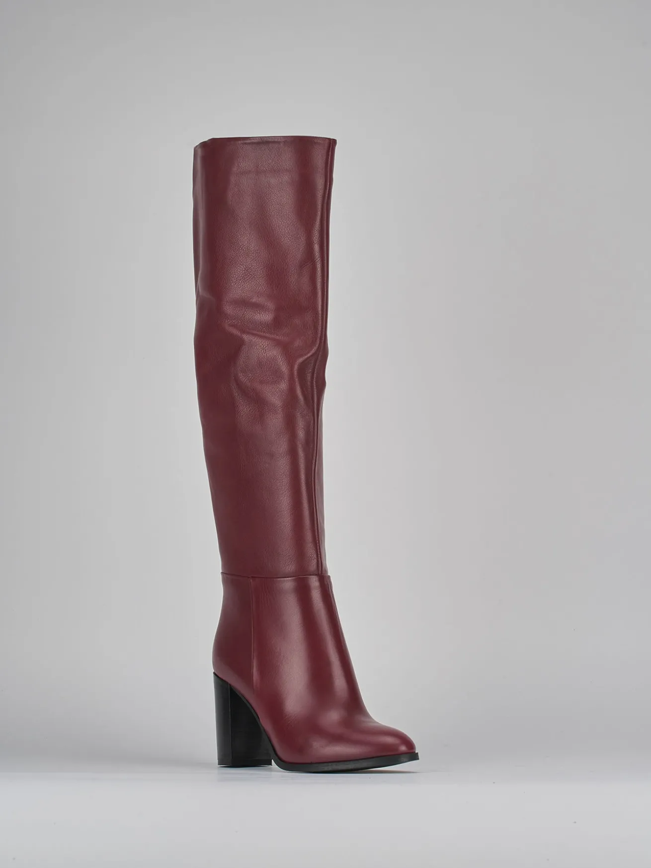 Stivali tacco 8cm pelle bordo'