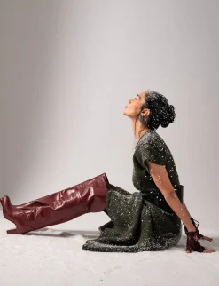 Stivali tacco 8cm pelle bordo'