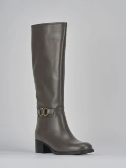 Stivali tacco 4cm pelle grigio