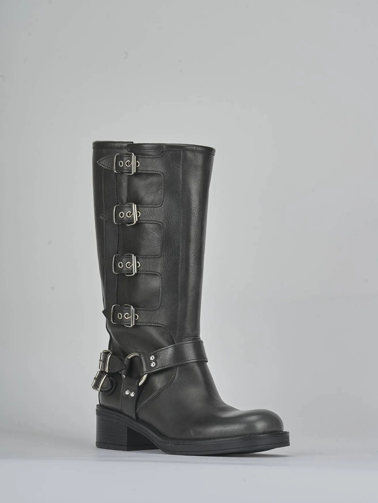 Stivali tacco 4cm pelle grigio