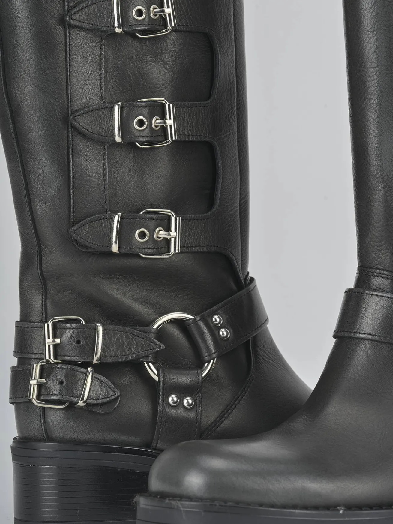 Stivali tacco 4cm pelle grigio