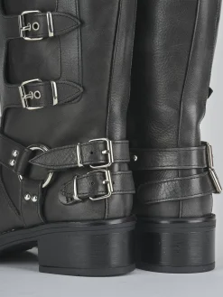 Stivali tacco 4cm pelle grigio