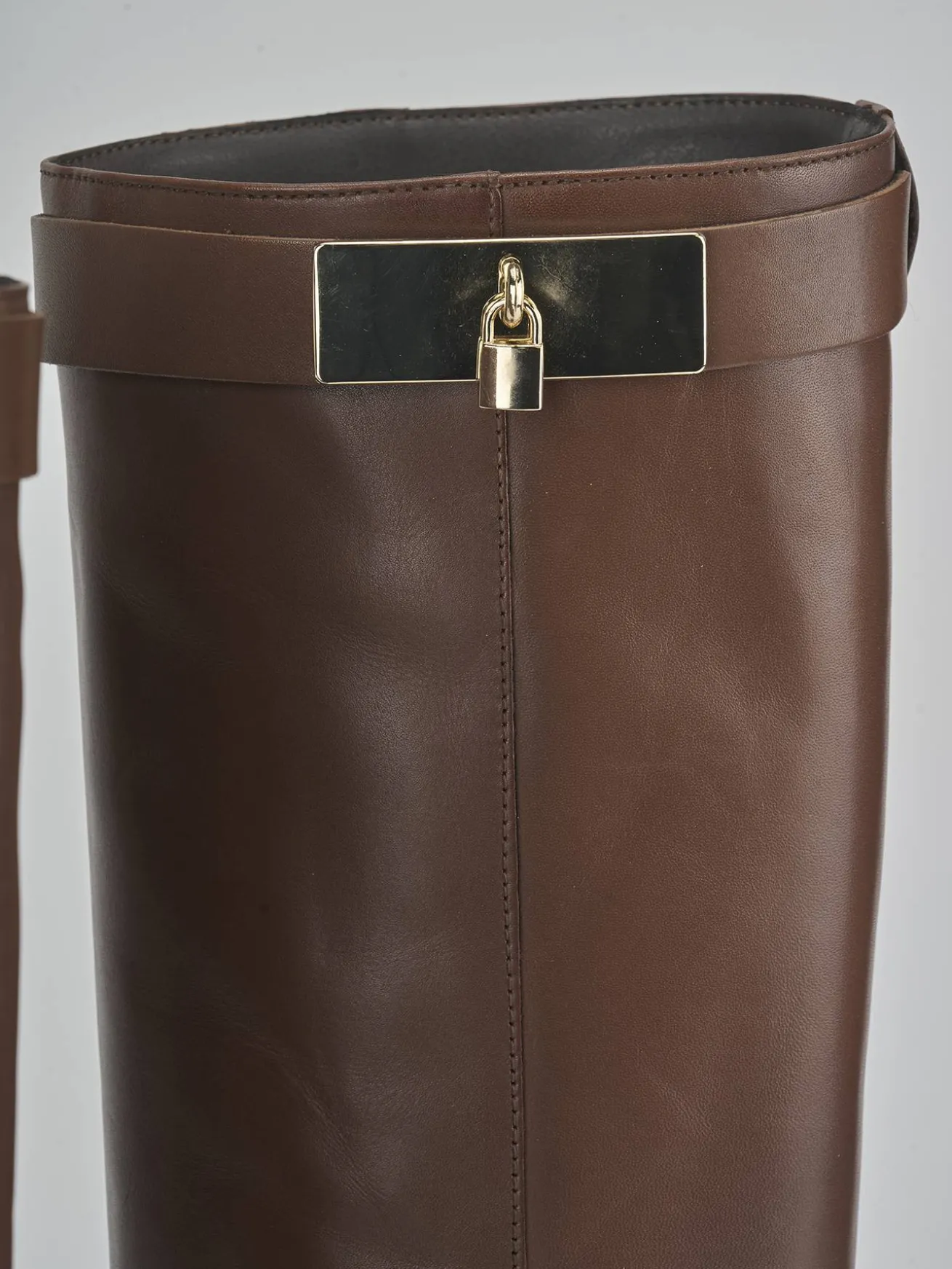 Stivali tacco 2cm pelle marrone