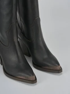 Stivali tacco 9cm pelle marrone