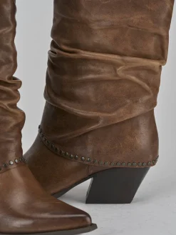 Stivali tacco 8cm pelle marrone